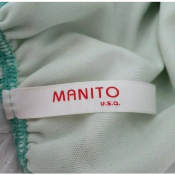 MANITO MINT & WHITE LEOPARD PRINT STRAPLESS DRESS SZ.M EUC. - Picture 6 of 7